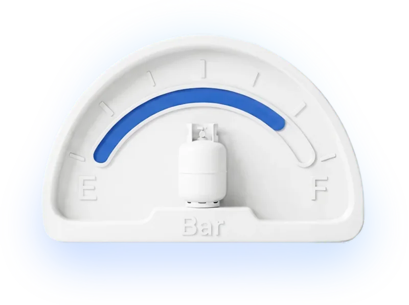 Refrigerant gauge reading from empty to full, marked in bar, showing how much gas is left