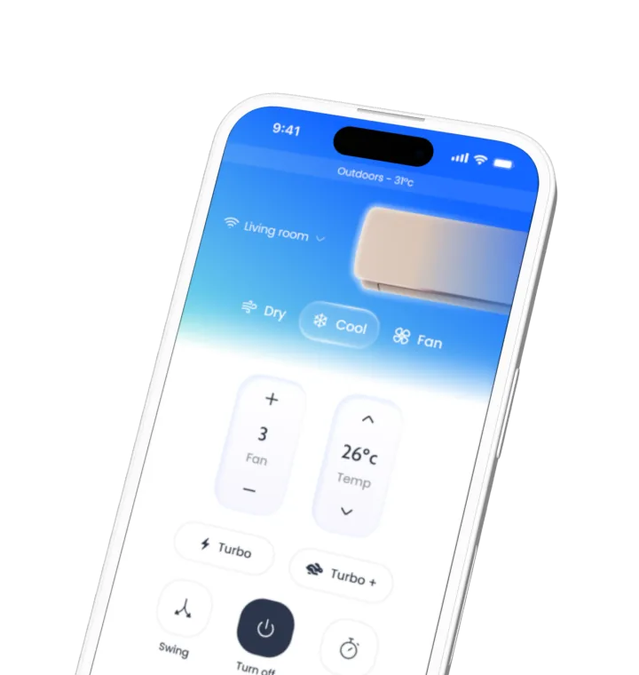 Optimist app controlling the AC from a phone